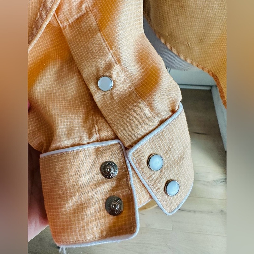 90s White Horse Western Snap Button Up Orange 🧡 Size Medium Cowgirl Western OSU - Picture 2 of 10